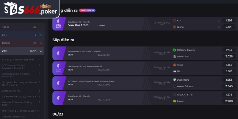 Chiến lược cá cược E-sports S666